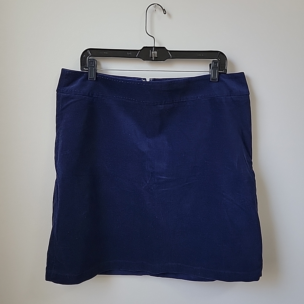 Velvet Talbots Skirt Navy Blue Size 16P Lined Cotton Stretch Made In India EUC